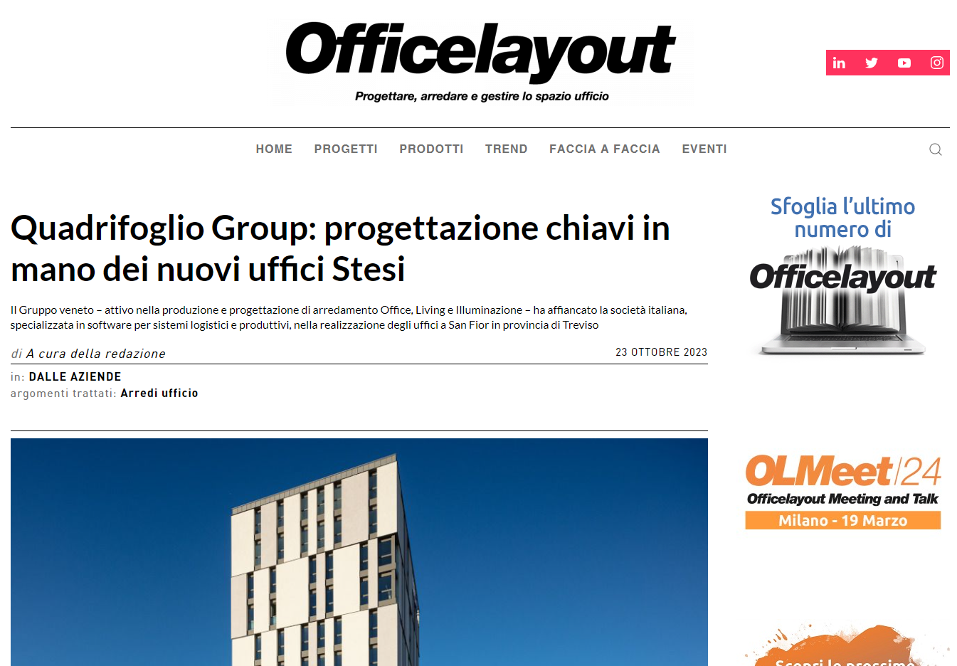 Quadrifoglio Group: progettazione chiavi in mano dei nuovi uffici Stesi