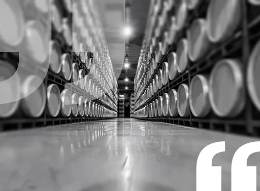 magazzino con botti di vino