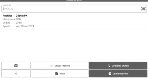 pannello di controllo del cross docking sul WMS