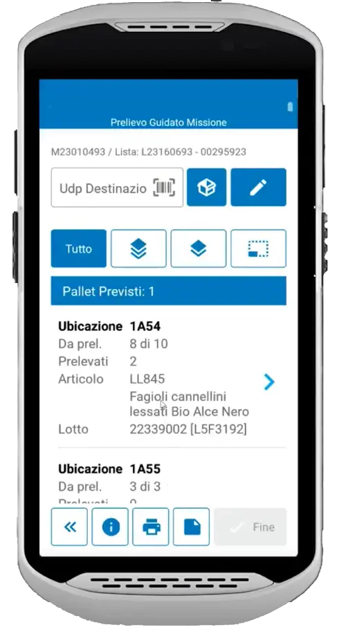 guided picking via mobile interface in WMS software