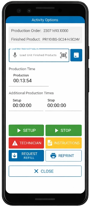 Mobile interface for MES (Manufacturing Execution System) software