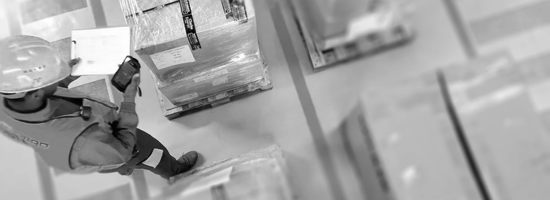 Operator carries out a stock take using WMS software