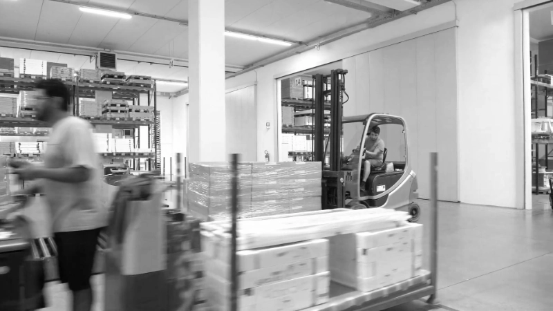 Warehouse staff load goods onto vehicles