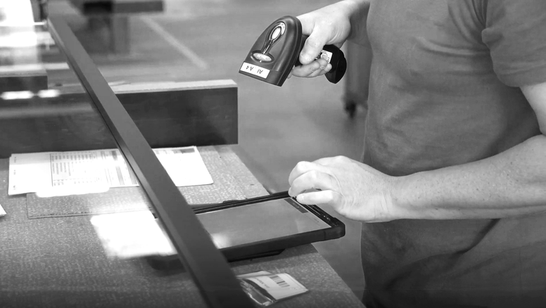 warehouse operator scanning a barcode