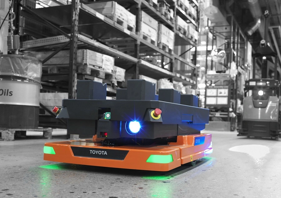 Automated guided vehicle (AGV) running in a warehouse