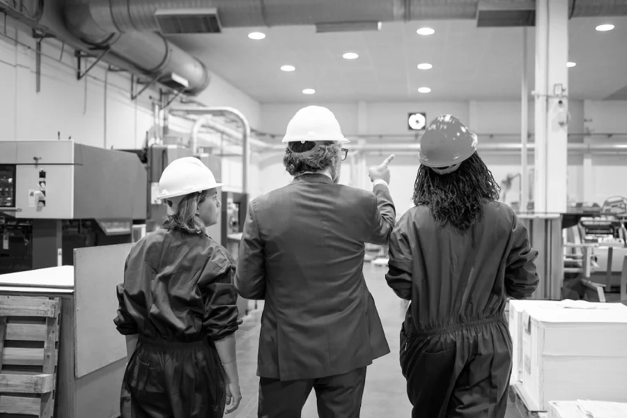 production management: staff working in the manufacturing facility