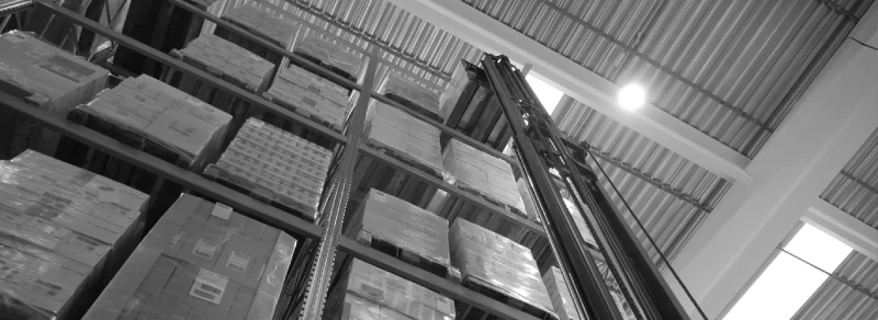a pallet stored in its correct location in the Alce Nero warehouse, which uses Stesi&rsquo;s WMS to optimise putaway and picking